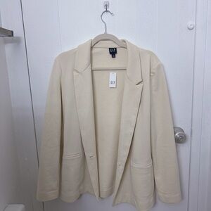 GAP Relaxed-fit Cotton Terry Off-White Blazer